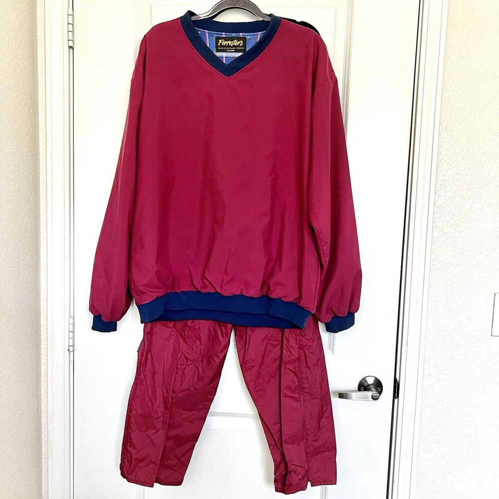 Forrester Men's Size Large & X-Large Maroon Waterproof Golf Colorblock Rain Suit